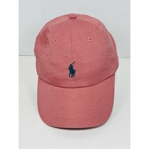 Polo Ralph Lauren Chino Ball Cap Pink Blue Logo Adjustable Strap Men's One Size
